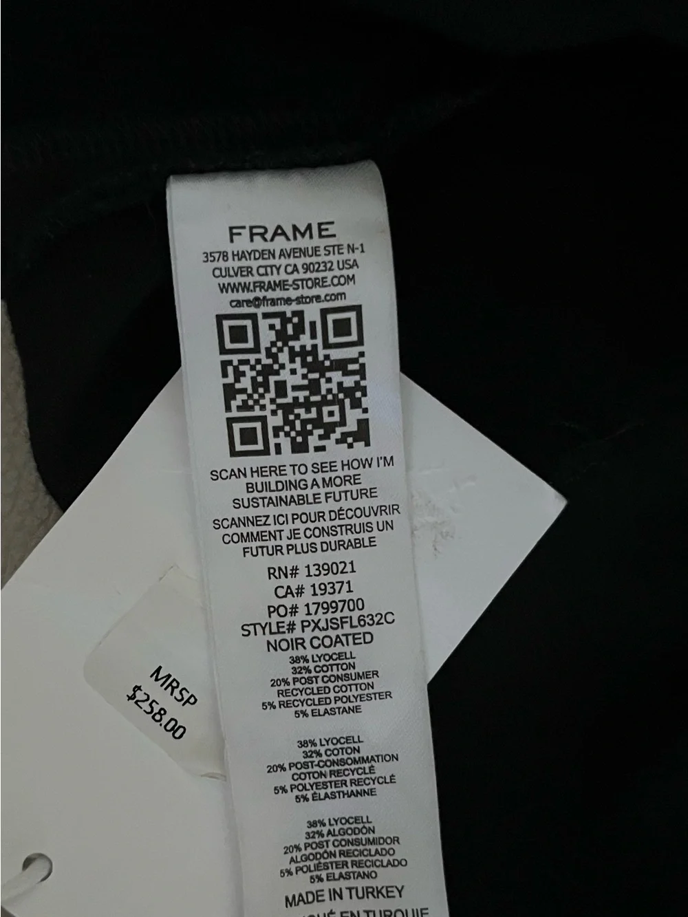 Frame Denim Black Satinflare. pants NEW with Branded Tag.